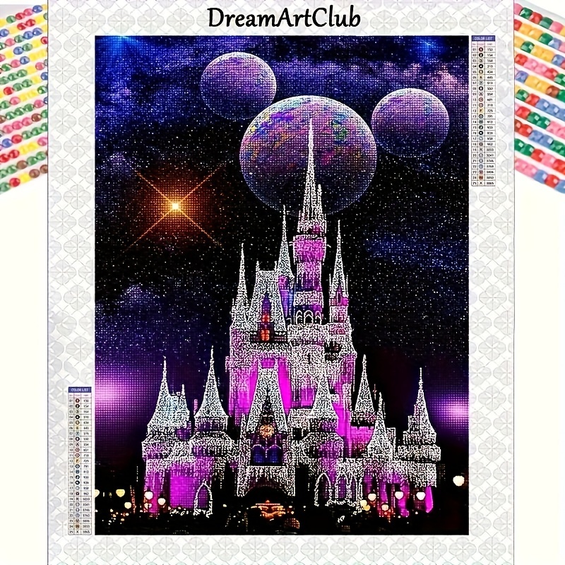 

5d Diamond Painting Kit For Adults, Acrylic Gem Art Craft Set, Castle Scene With Round Diamonds, Diy Paint-by-numbers Wall Decor For Beginners