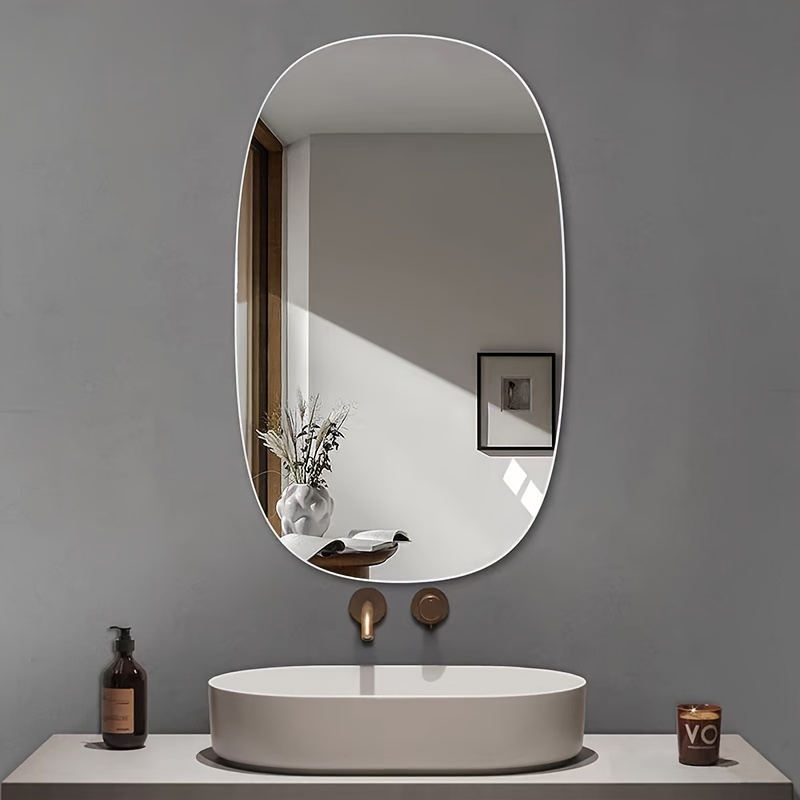 1pc - Shower Mirrors - Rectangular Large Round Corner Design ~ Home Daily High Definition Mirror - Acrylic Perfectly Designed Mirror - Holiday Scene Decorative Mirror - Long Rectangle Bathing Mirror - Bathroom Mirror - Romantic Wedding Venue Decoration Mirror - Frameless HD Mirror - RV Interior Layout Mirror - Self-Adhesive Wall Mirror - Dressing Mirror - Modern Home Decor Mirror - Easy Installation - Removable Protective Film