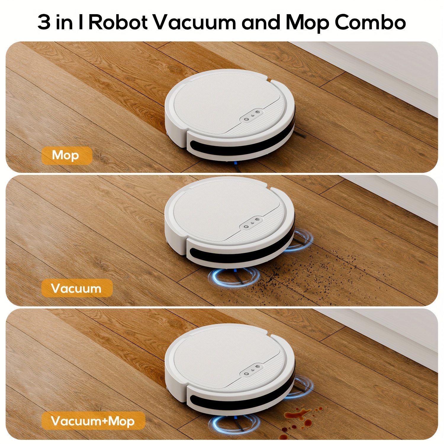 robot vacuum and mop combo 4000pa strong suction multiple cleaning       voice control automatic self charging ideal for pet hair hard floor and low pile carpet details 2