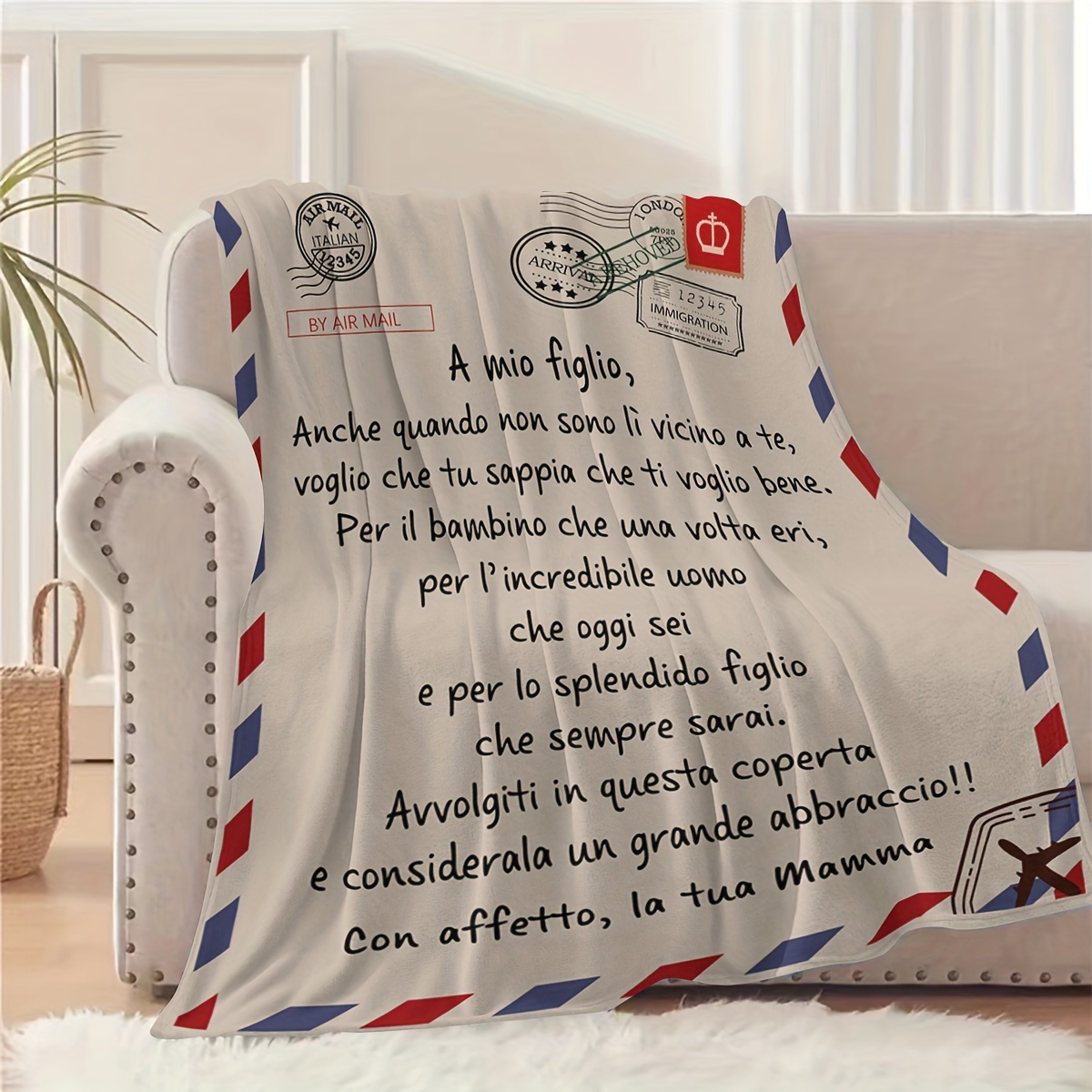 

1pc Italian Quote Flannel Fleece Blanket, Comfortable Multifunctional Bed , , , , -allergen, , , Knitted , 250-300g