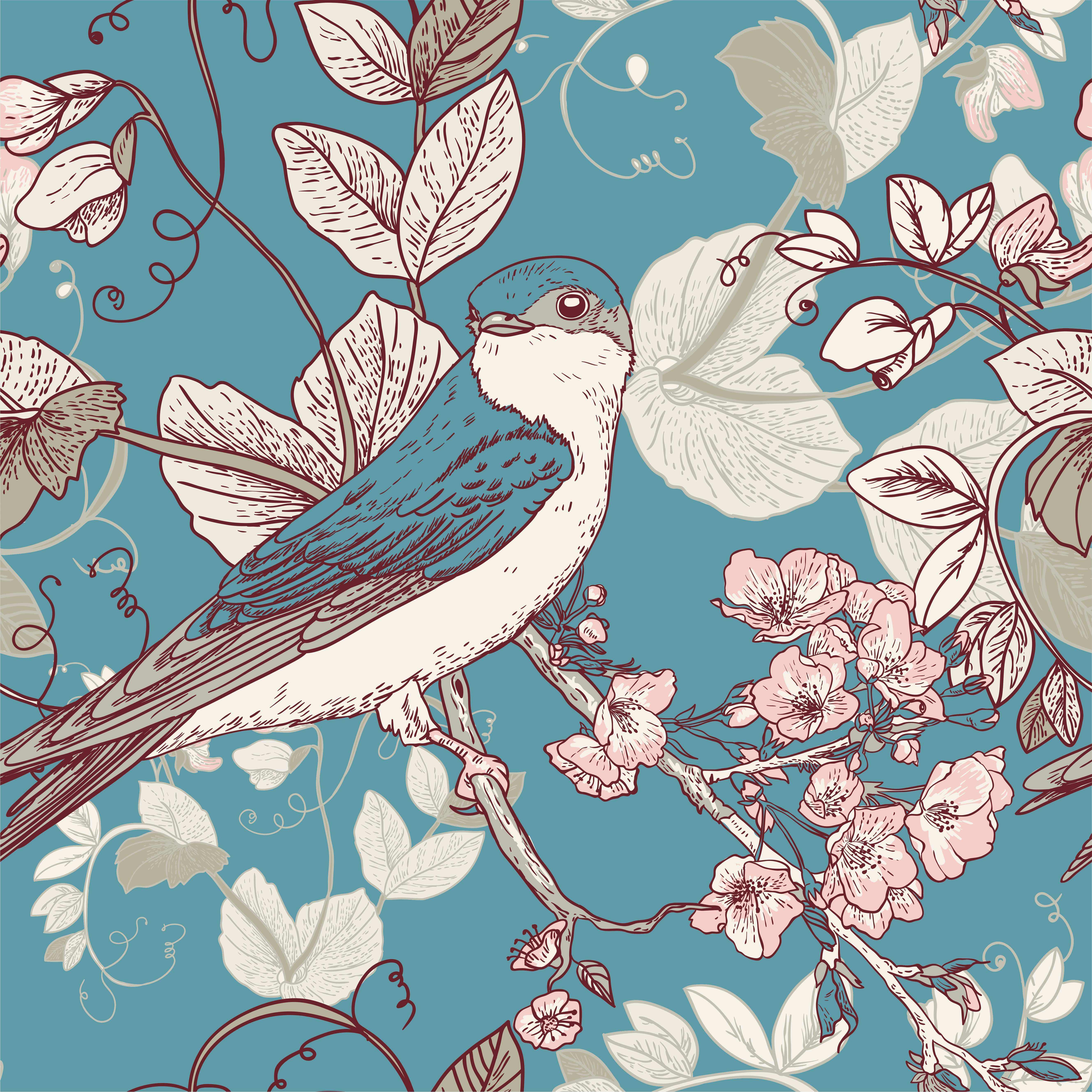1 Papel Pintado Autoadhesivo Flores Pájaros 17 7 X 118 - Temu