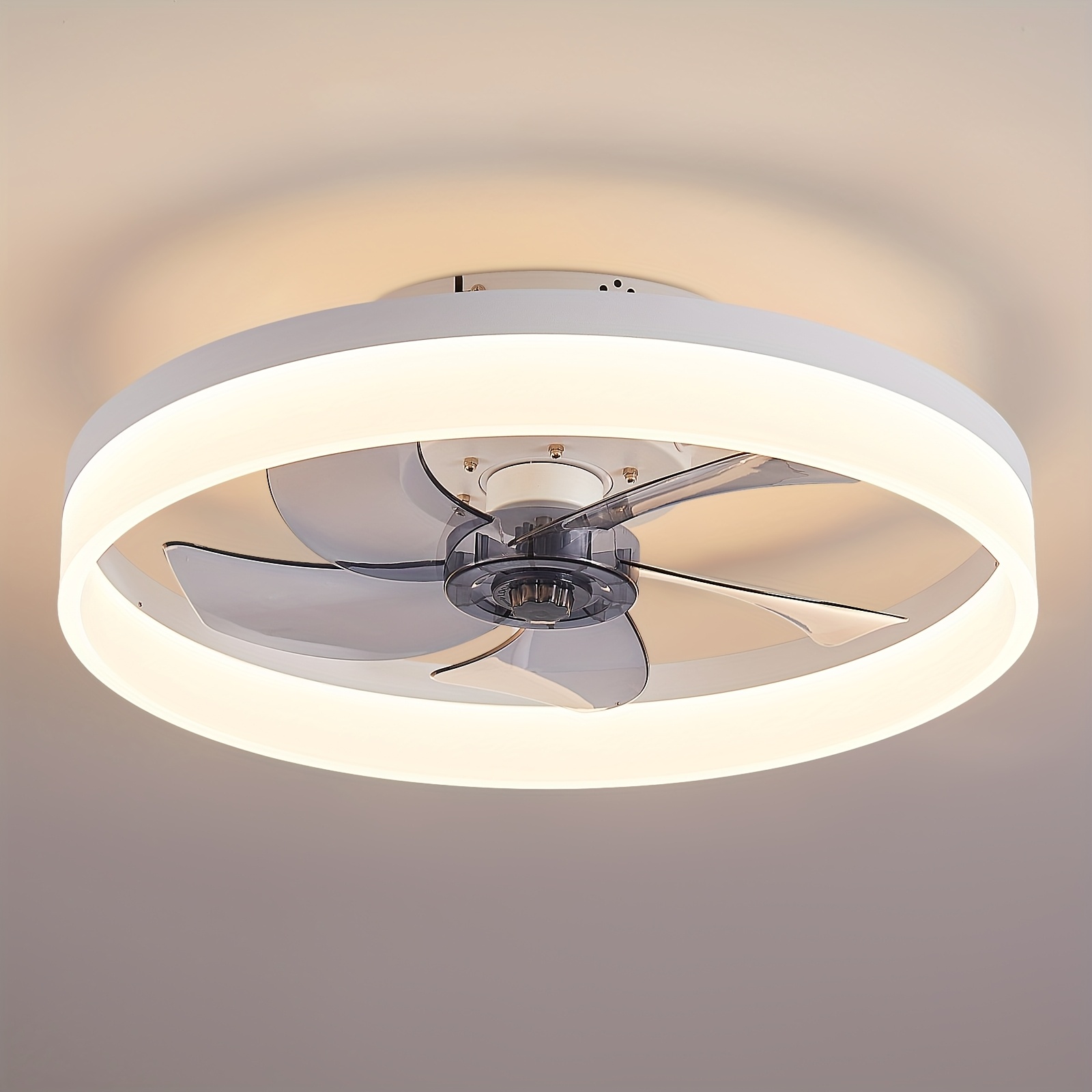 TEMU Ventilateurs de plafond avec lumières et télécommande, ventilateur de plafond encastré de 19,7 pouces, lumière LED intelligente avec température