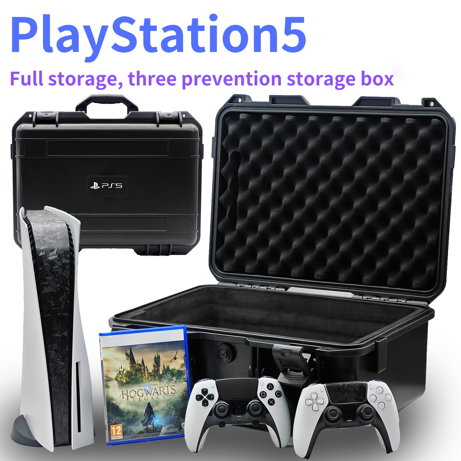Hard Shell Travel Case Compatible With * 5 Console * Games And Accessories  - For PS5 Carrying Case With Customized Foam For Both
