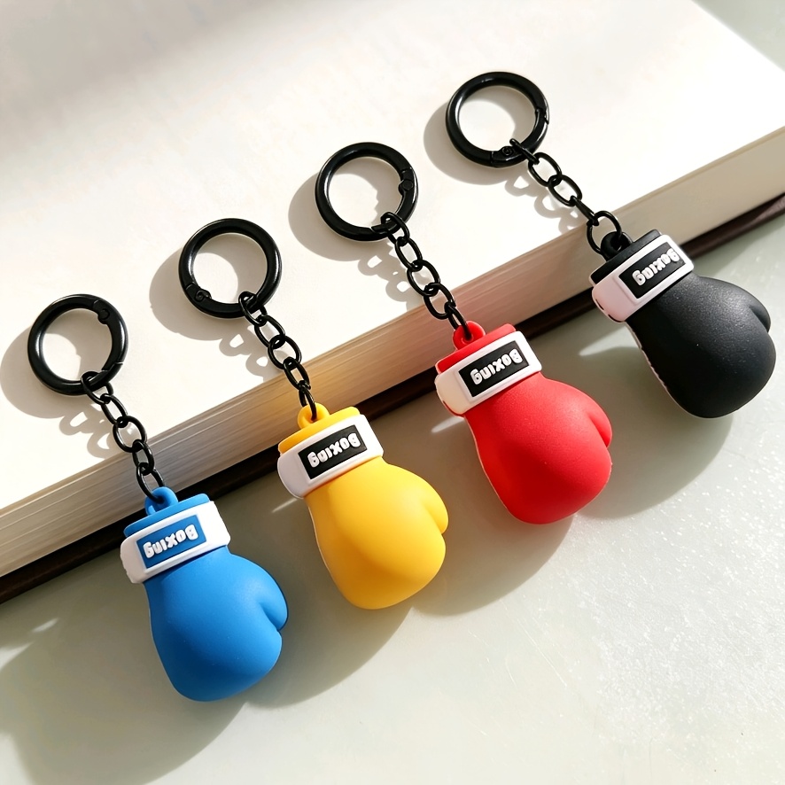 TEMU 4pcs Mini Boxing Gloves Keychain, Fitness Sports Style Silicone Pendant, Bag Accessory, Couple's Birthday Gift, Women's Keychain