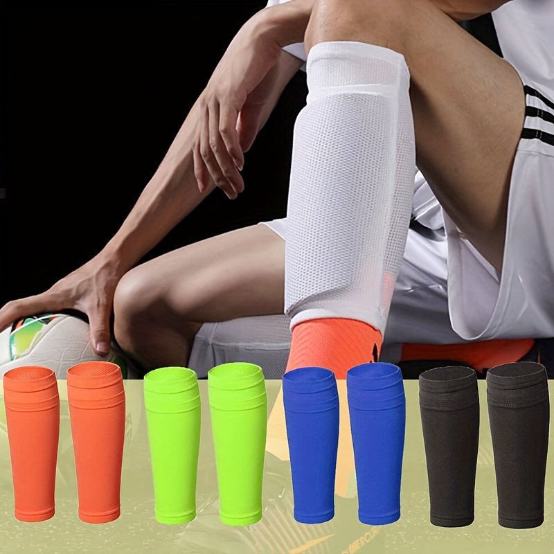 

2pcs- Double Layer Calf Sleeves, Soccer Pads Socks Sleeves For Soccer Sports, High Football Calf Sleeves Football Socks Cover With Pockets, Outdoor Sports Football Leg Warmers Without Restraint For