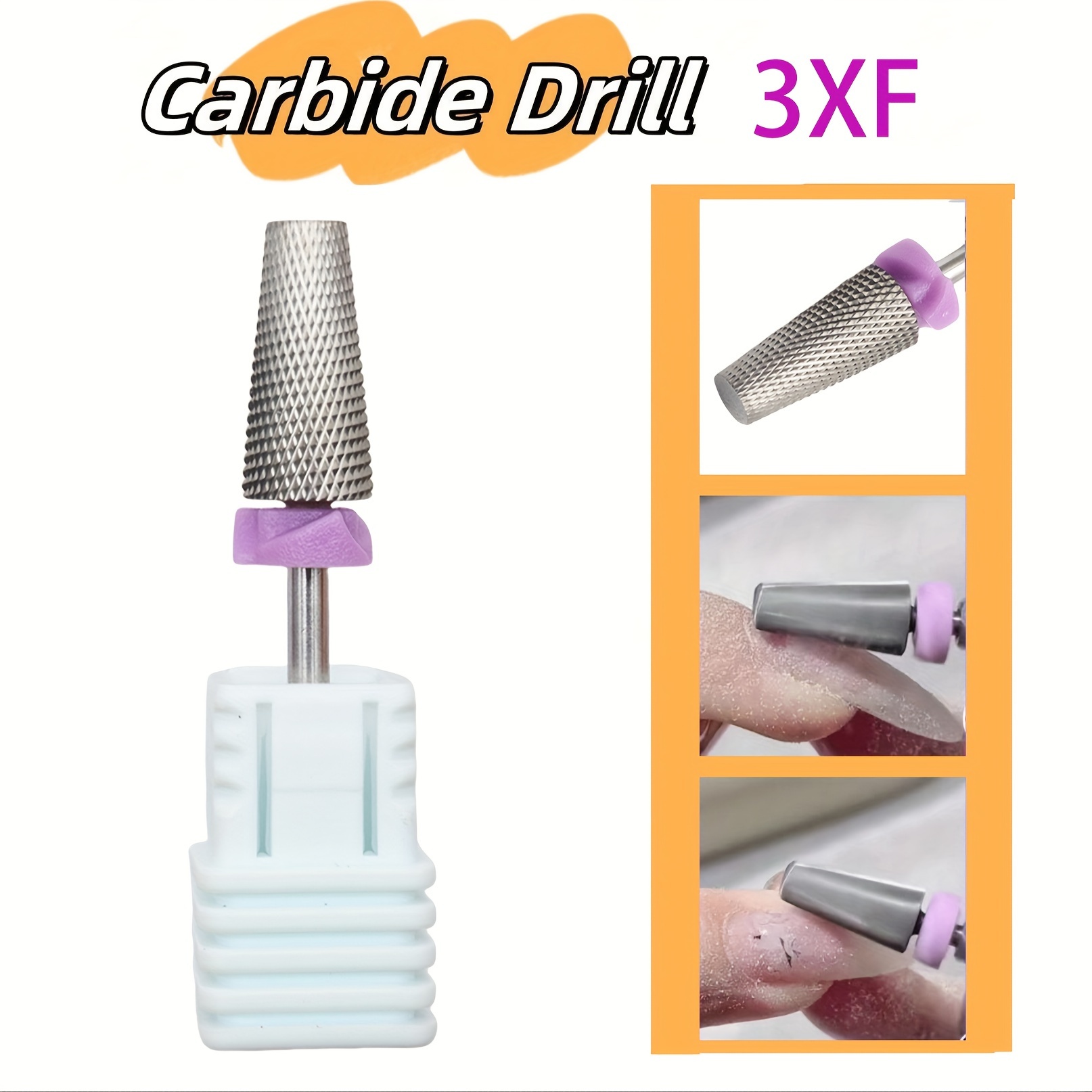 

1 pce 3XF Foret en carbure de tungstène, tête de ponçage à ongles en acier pour machine à manucure électrique, enlèvement d'ongles en acrylique professionnel - Sans parfum