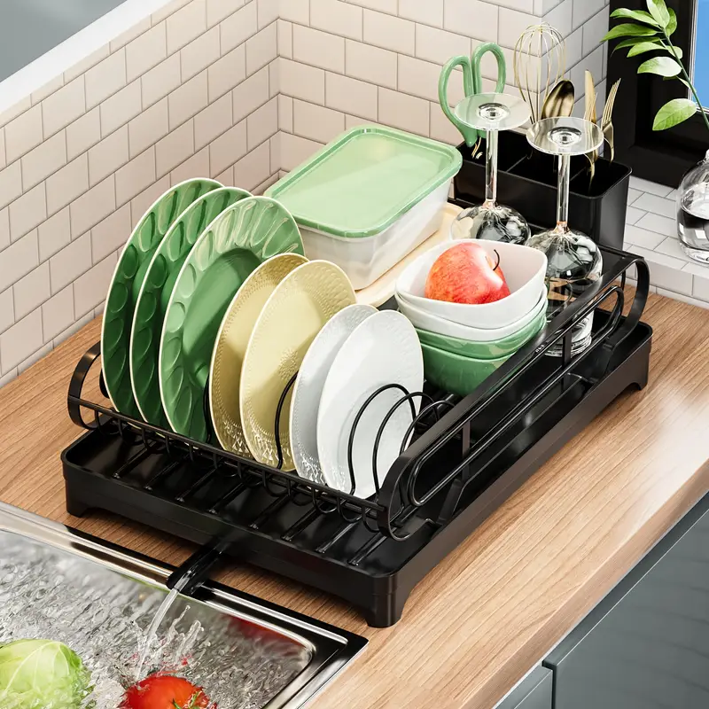 dish drying rack dish rack dish racks for kitchen counter dish drainer with removable utensil holder and swivel spout Product details 2