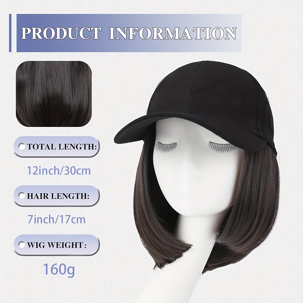 forcuteu hat ball cap wigs baseball cap hair extensions women short straight bob Temu United Kingdom