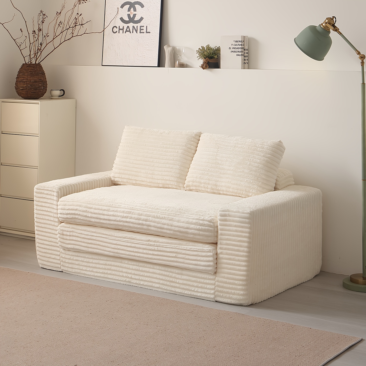 2-personen 3-fach klappbarer sofa, hochdichter memory-schaum kompressions-modul-sofa mit gepolsterter rückenlehne, keine montage erforderlich –   für kleine räume, wohnzimmer, schlafzimmer, heimkino, büro, einzelsofa, kompaktsitzgruppe