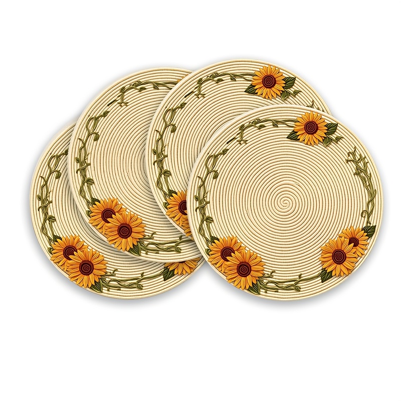 TEMU 4 pezzi, Tovaglietta , Stampa Piatta 2D di 15 X 15 Pollici, Antiscivolo Lavabile in Lavatrice, Resistente da Pulire, Perfetta per Decorazioni