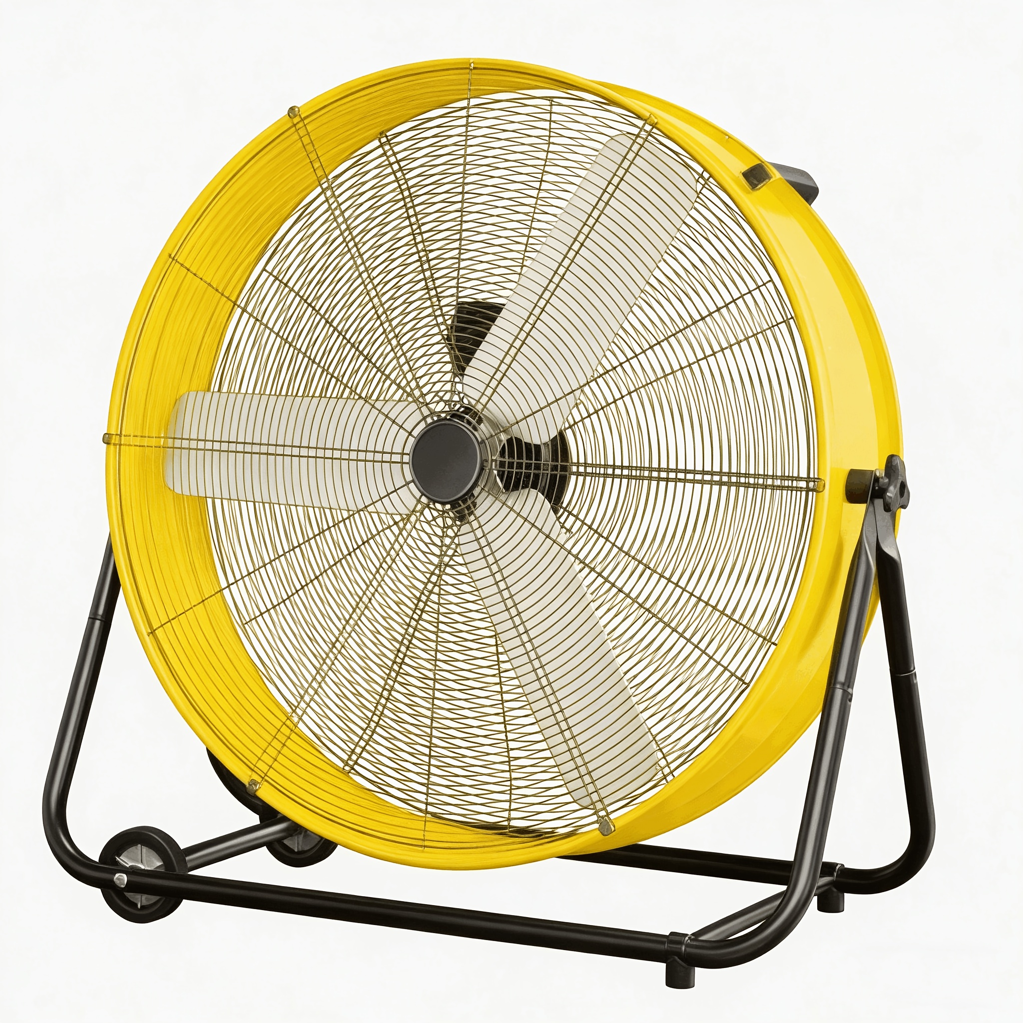 24 Inch Industrial Drum Fan, High Velocity Floor Fan, Heavy Duty Metal Air Circulator, 360&deg; Tilt With Casters Handle Etl Standard For Patios, Warehouse, Commercial