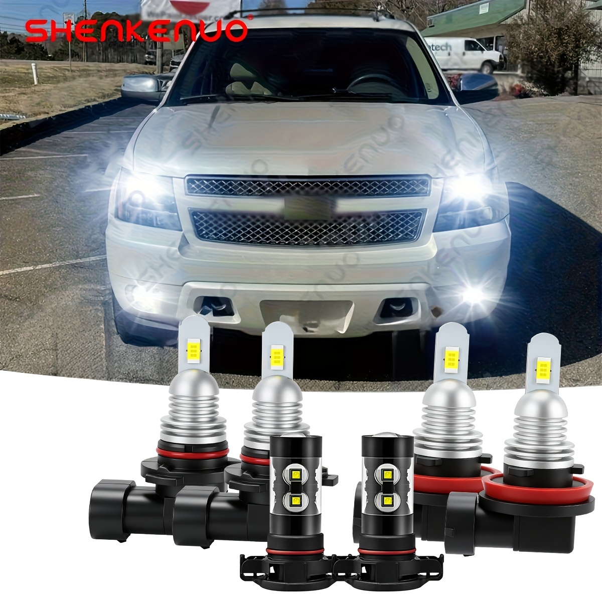 TEMU For 2007-2014 Chevy 6x 6000k Led Headlight And Fog Light Bulb Kit, Without Battery