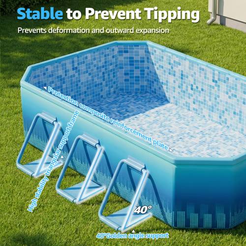 102 118in foldable swimming pool suitable for adults and families non inflatable frame outdoor swimming family swimming pool thickened dog supporting ground garden backyard