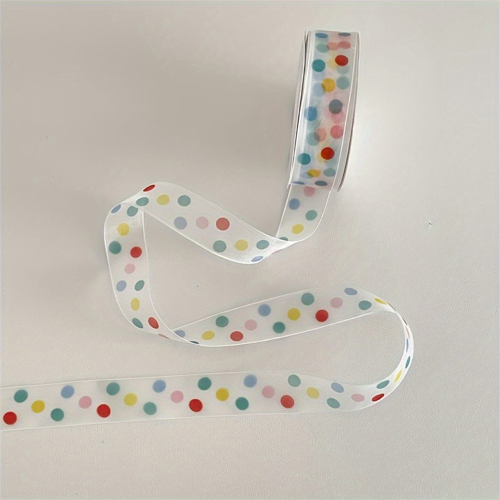 Image of Colorful Polka Dot Satin Ribbon For Gift Wrapping And Baking Packaging – Vibrant Multi-colored Polyester, & Birthday Decorations
