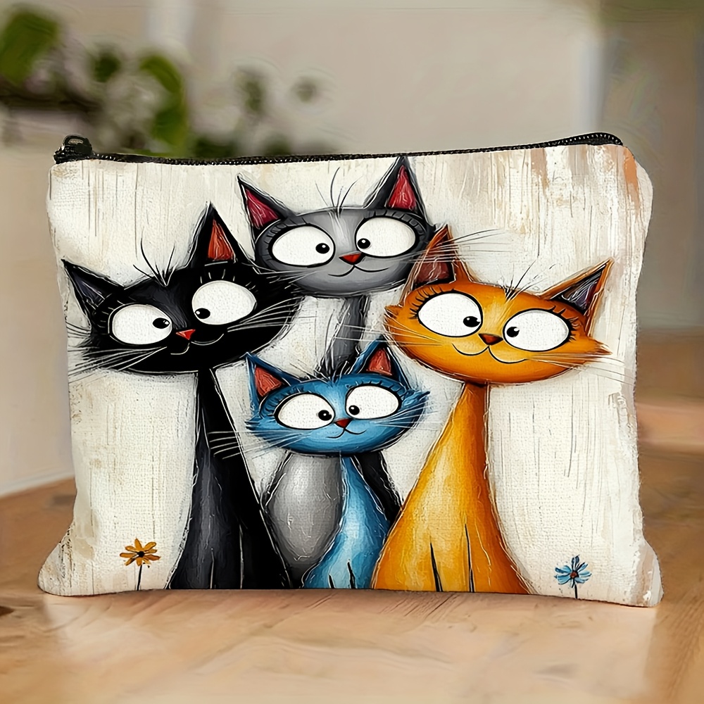 TEMU 1 Messy Cat Makeup Bag, Featuring Cute And Cartoon . A Portable Toiletry Bag Suitable For Home Organization And Travel. Great For Use On Trips.