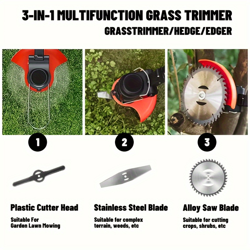 small portable electric lawn mower for home use li   cordless handheld mower multifunctional lawn mower for garden 3in 1 cordless lawn trimmer with 3 blades and rechargeable cordless lawn mower gift for dadeaster details 4