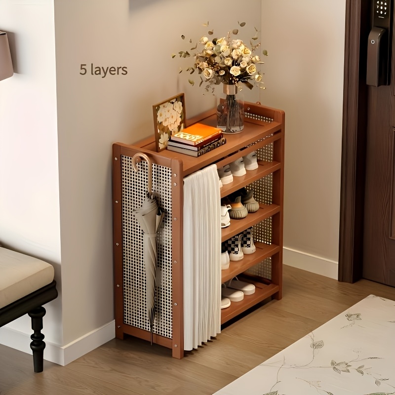 Wooden Shoe Cupboard Shoe Rack Sri Lanka 1pc Shoe Cabinet And Curtain Combination Set, Freestanding Integrated Shoe  Cabinet, Multi-functional Shoe Rack, Durable Bamboo Material, Suitable For  Bedroom, Living Room, Porch, And