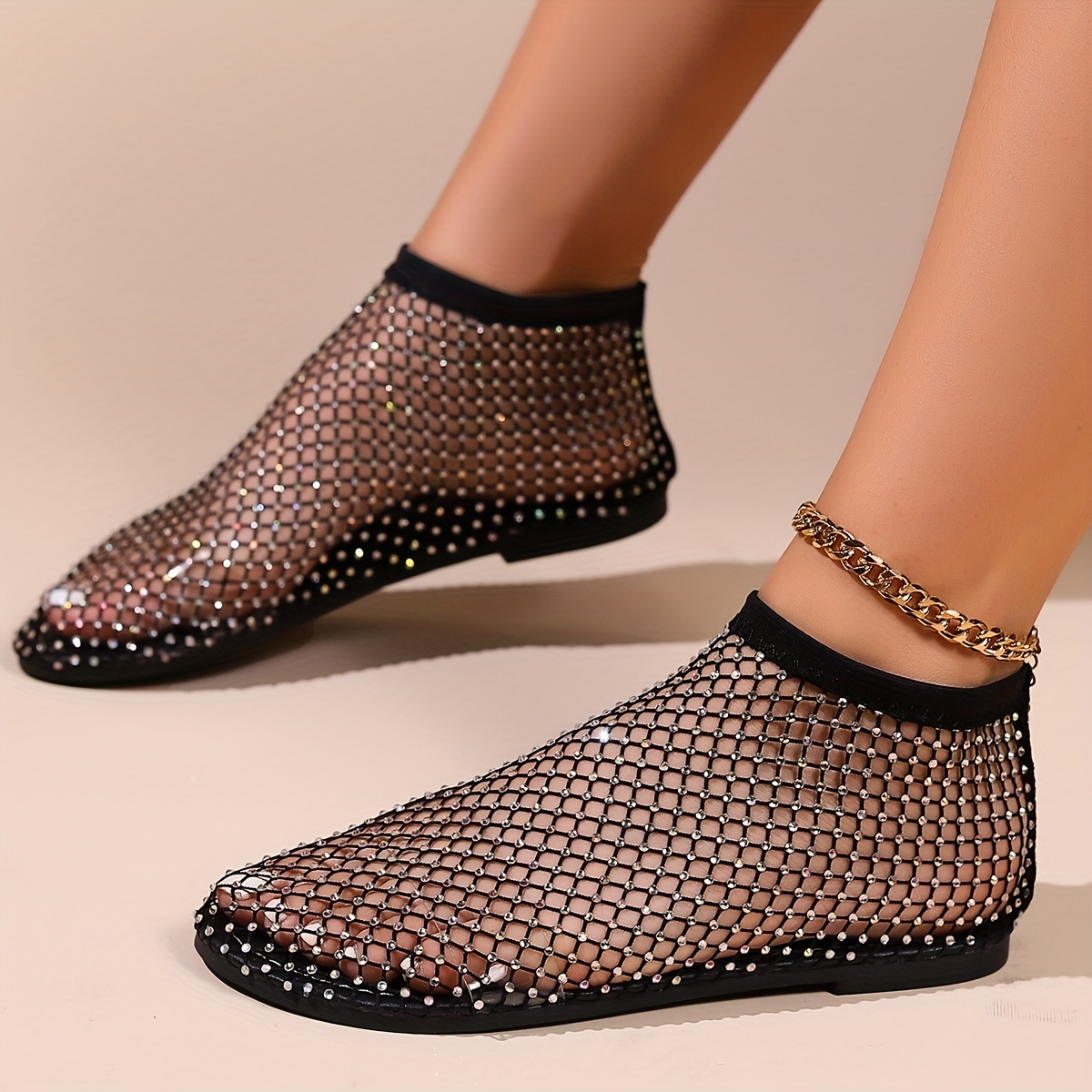 sandalias de malla para mujer, punta redonda, tacón , zapatos informales con cubierta de , plantilla sintética, color - de [brand name] Detalles del producto 0
