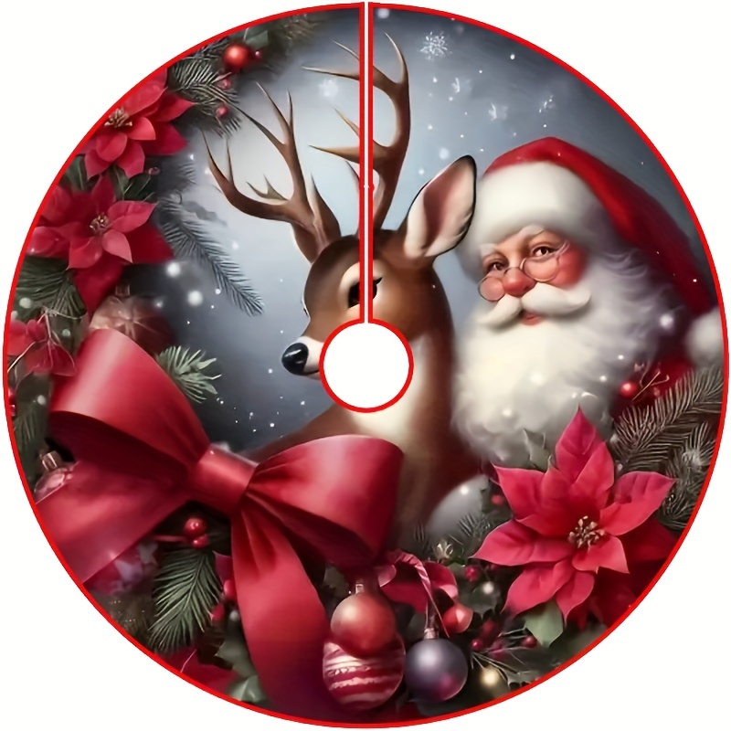TEMU 1pc Of Santa Claus With Skirt, Gifts On The Christmas Tree Skirt, Decorations For Christmas Day, Party Decorations Tree Skirt