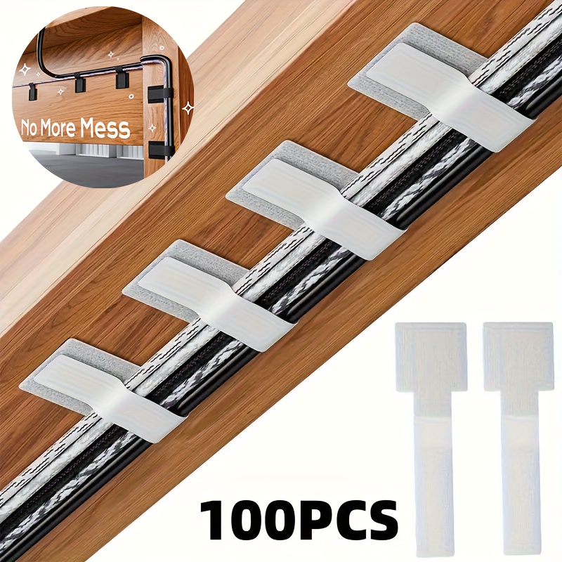 TEMU 100pcs Self-adhesive Strong Cable Ties, Black And White - Multi-functional Desktop Office Cable Management Straps, Tape Organizer, Convenient