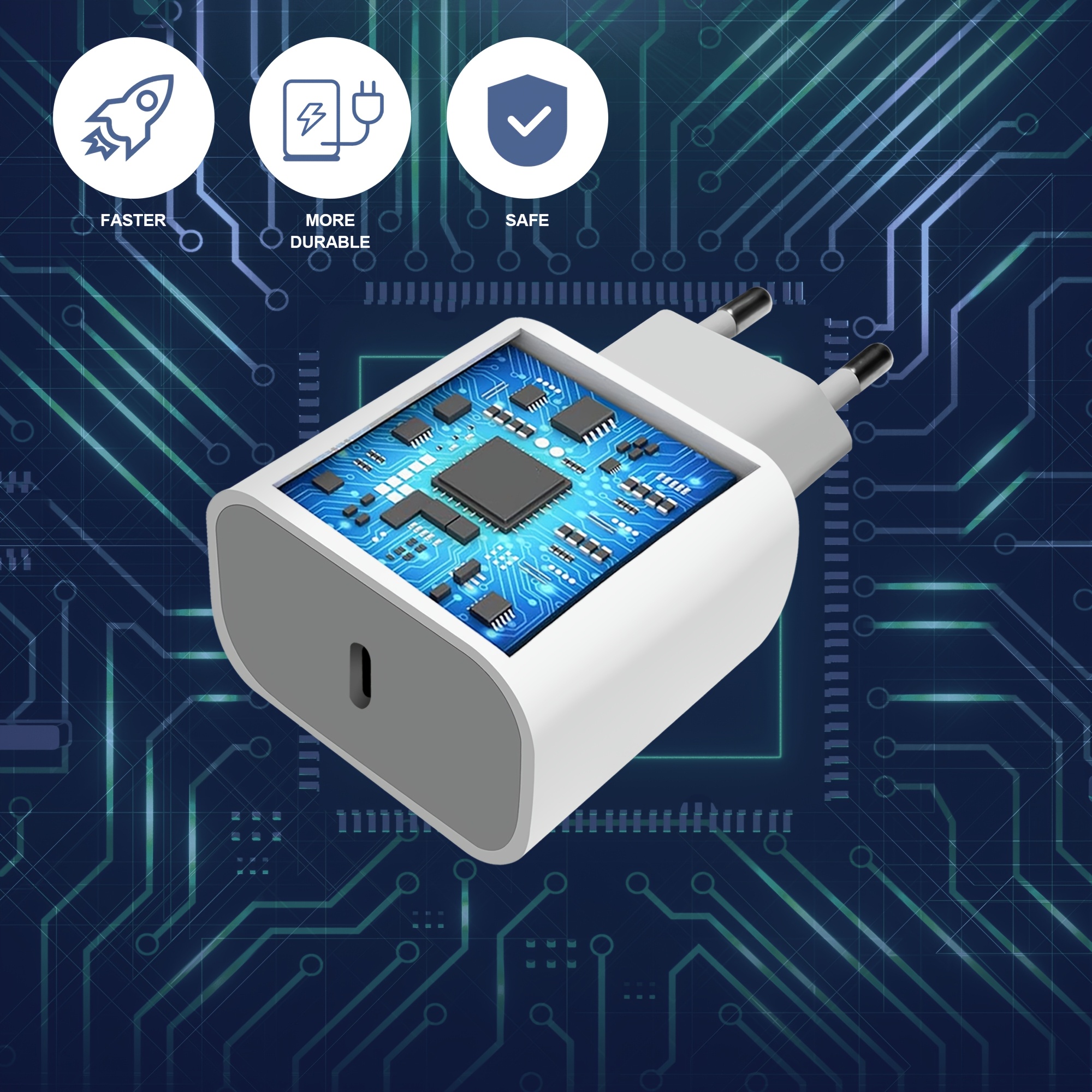 Bolizma 10W 5V2A Chagrer, USB-C Charger, Safe Charging, Convenient Travel charger, Support iPhone 14/15, Samsung, XIaomi, Vivo, Huawei, iPad, Sony, and more, Travel Friendly, European plug