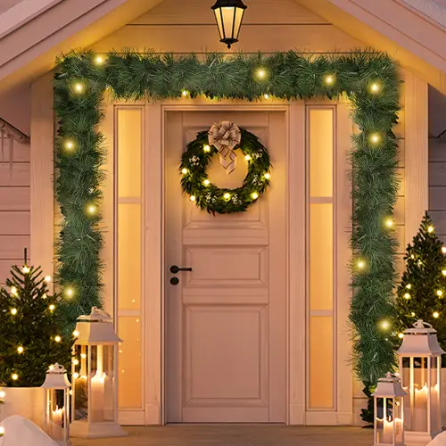 16 4ft christmas garland with 50 led lights artificial pine garland holiday decoration suitable for indoor or outdoor artificial or fireplace decoration