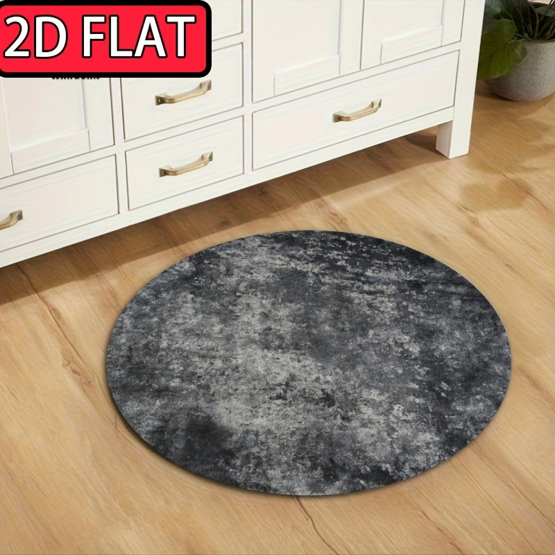 TEMU 2d Flat Printed Flannel Soft Plush Dotted Plastic Bottom Round Rug, Distressed Pattern Printed Rug, 2d Printing Rug, Decor Rug, Commercial Decor