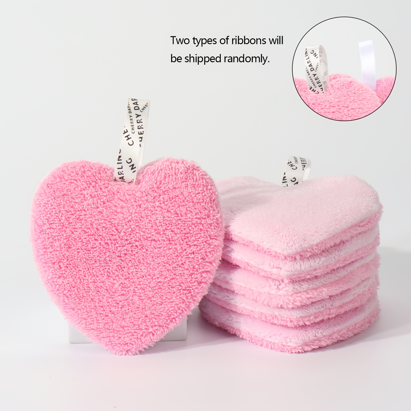 TEMU 6pcs Face Washing Makeup Pads, Reusable Makeup Pads, Double-sided Washable Makeup Cloths, Heart-shaped Design, Facial And Skin Care Pads, Pure