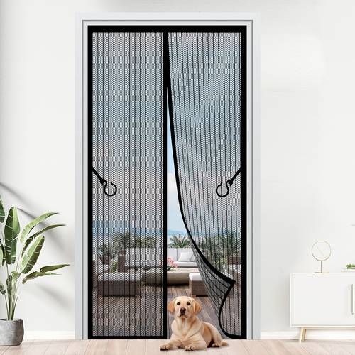 heavy duty magnetic mesh screen door with self sealing panels no drill installation suitable for bugs proof tear resistant tearproof screen magnetic closure for sliding doors assembly