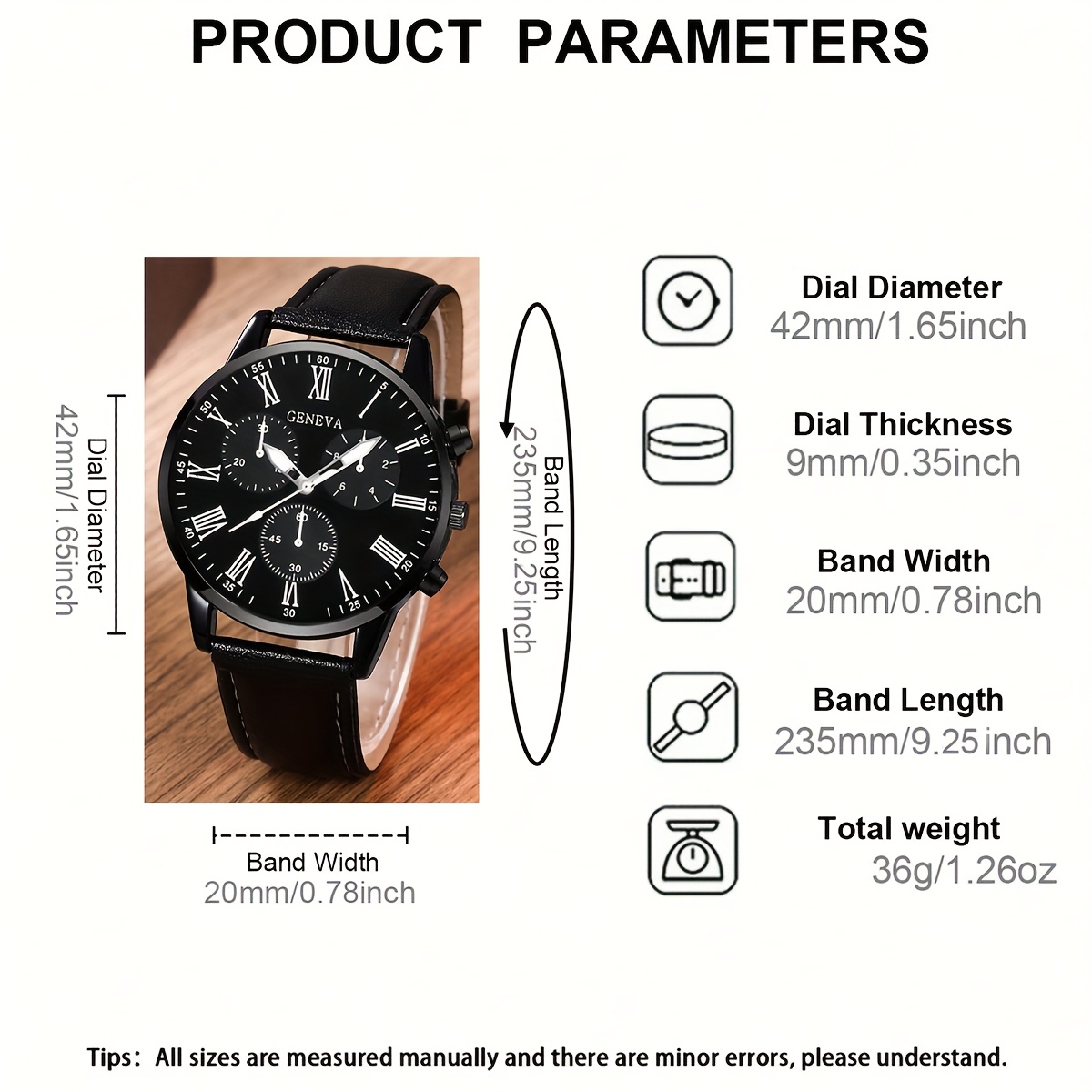 4-Piece Men's And Women's Quartz Watch Set, Pu Strap, Round Dial, Electronic Drive And Hand Display, Including Pendant Necklace, Bracelet And Ring Suitable for Daily Wear, Back-to- Season, Graduation Season, Thanksgiving, The Best Gifts No Box
