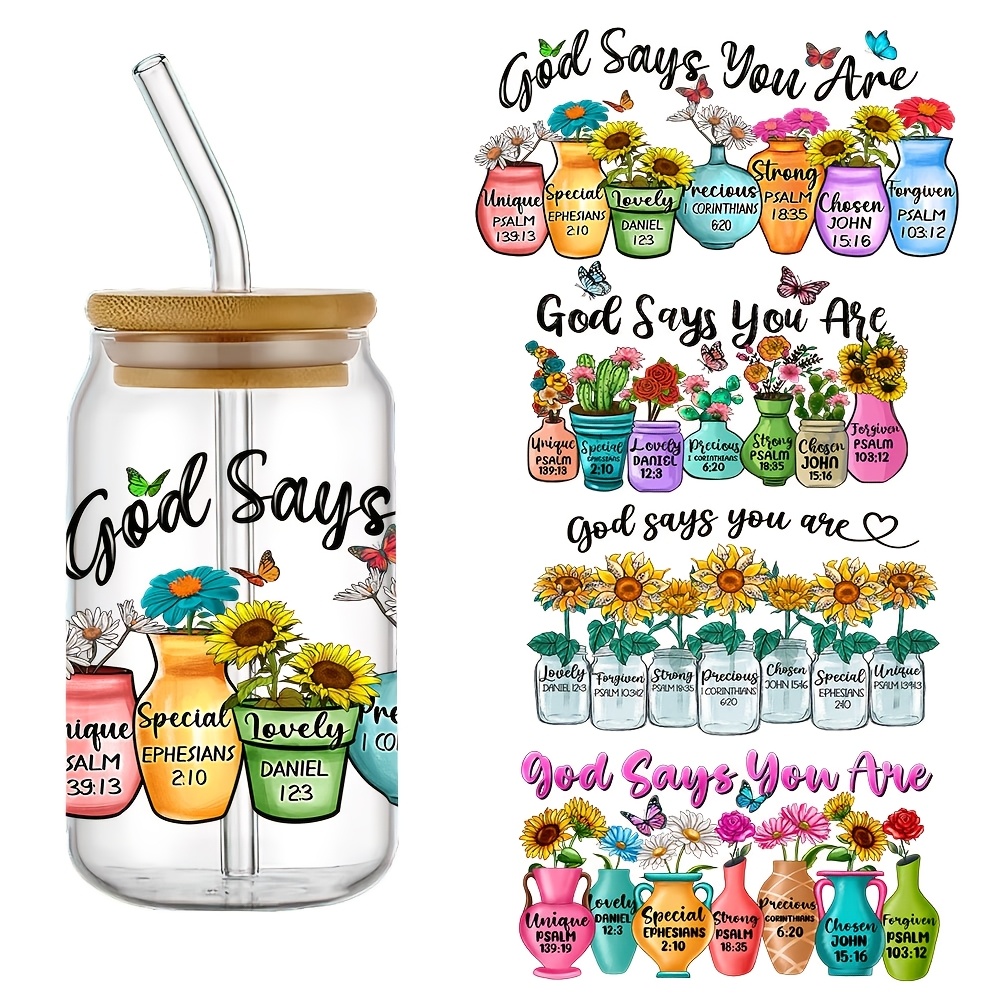 Christian Faith Tumbler Stickers 20 Sheets 20-Pack Bible Verse UV