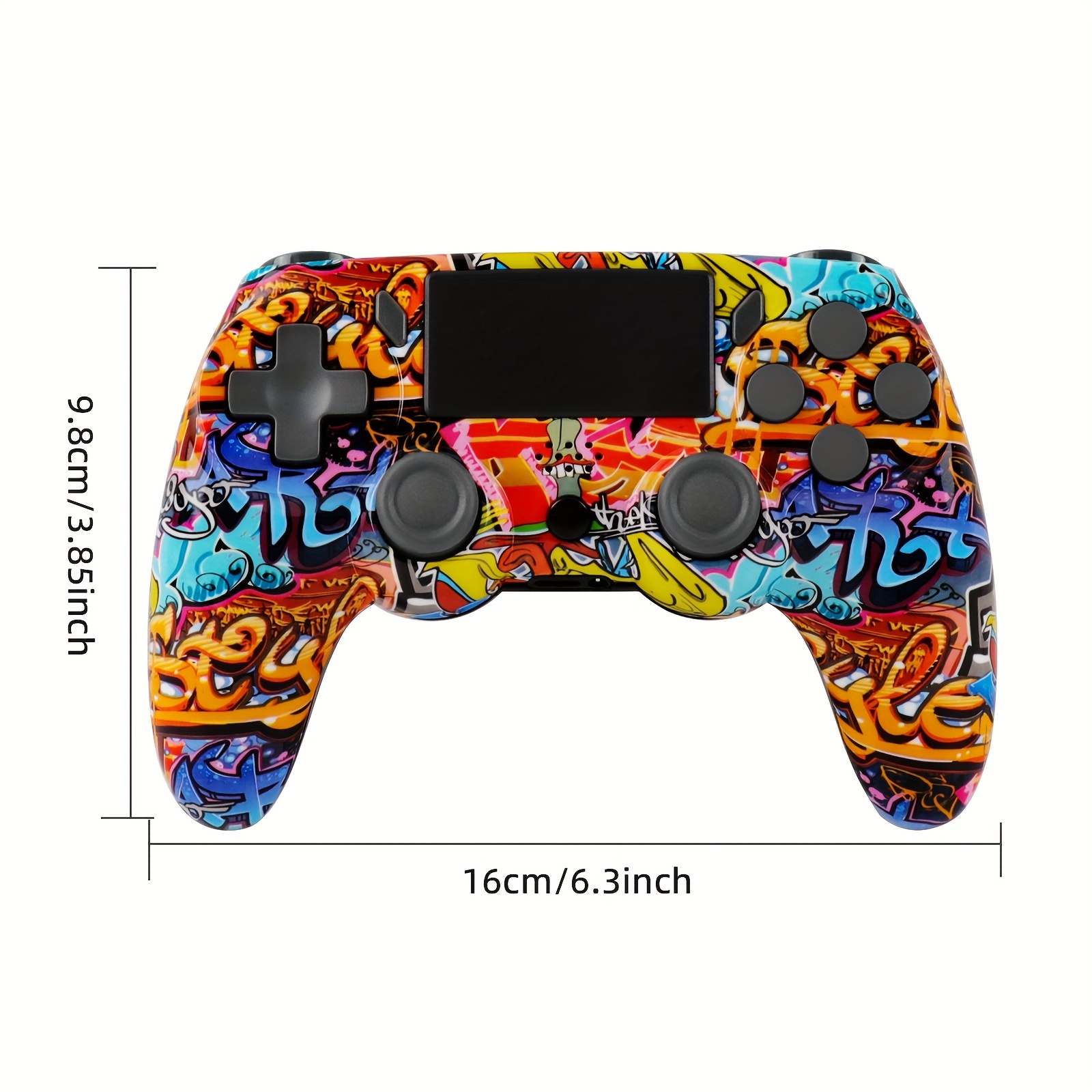Wireless Game Controller with Graffiti Design, 600mAh Long Battery Life, Wireless, Motion Sensing, Ergonomic Grip for PS3, PS4, PC - Vibrant Colors, Rechargeable Lithium-Polymer Battery, Pc Gaming Peripheral | Vibrant Design | Multifunctional Device