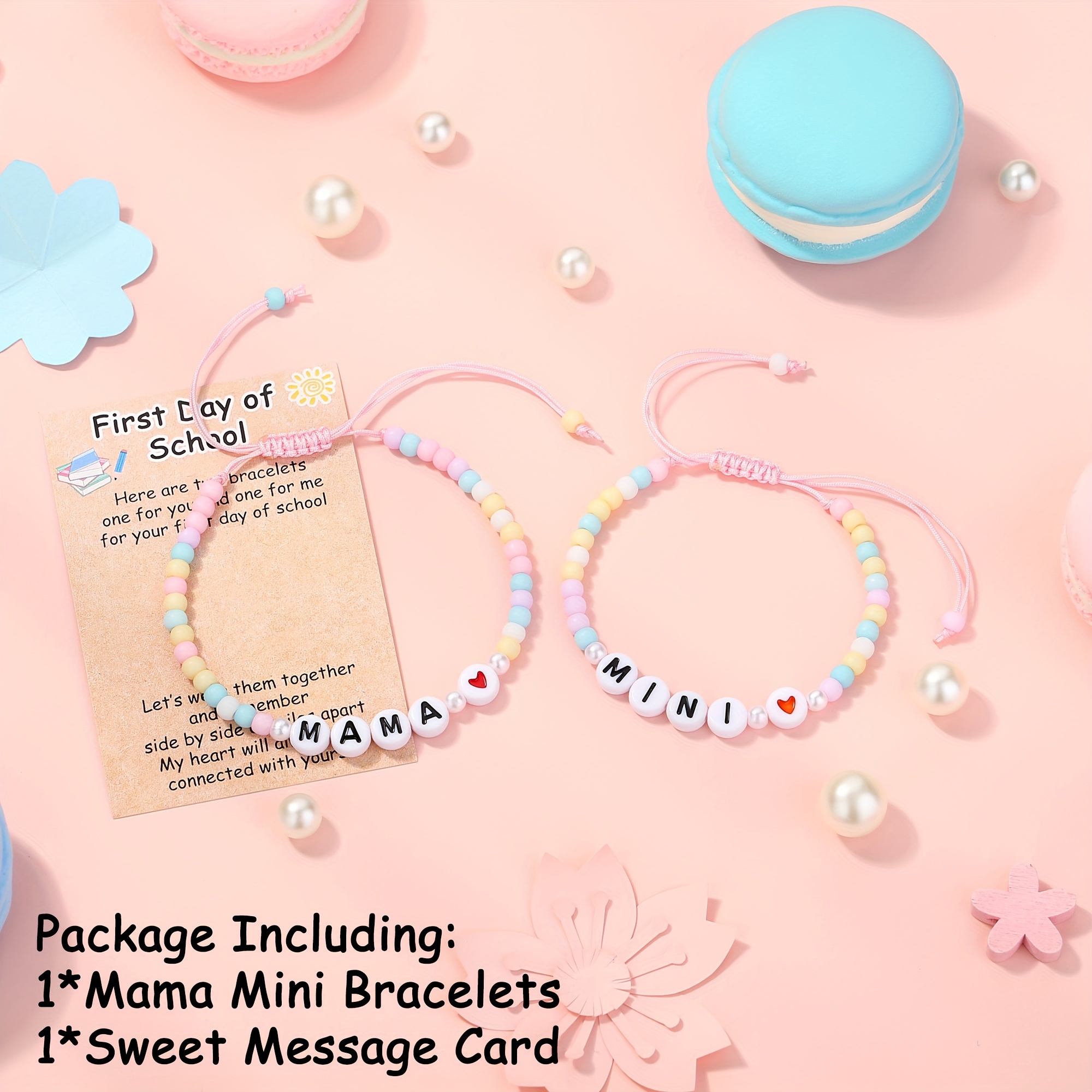 First Day Of School Bracelets Mama Mini Bracelets 2pcs Back To School Bracelets Mommy And Me