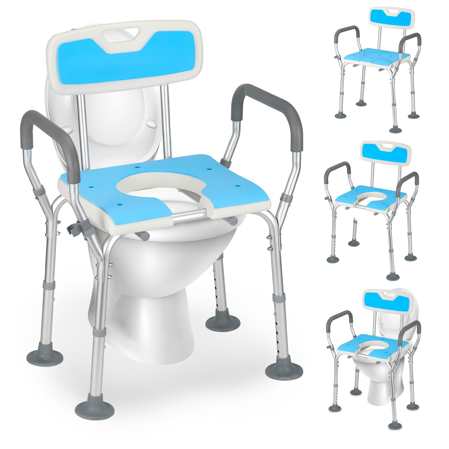 Image of 3-in-1 Shower Stool And Commode Chair, 3-in-1 For The Elderly, Adjustable Height Toilet Safety Frame, Raised Toilet Seat, Adult Bath Stool, Load-bearing 135kg