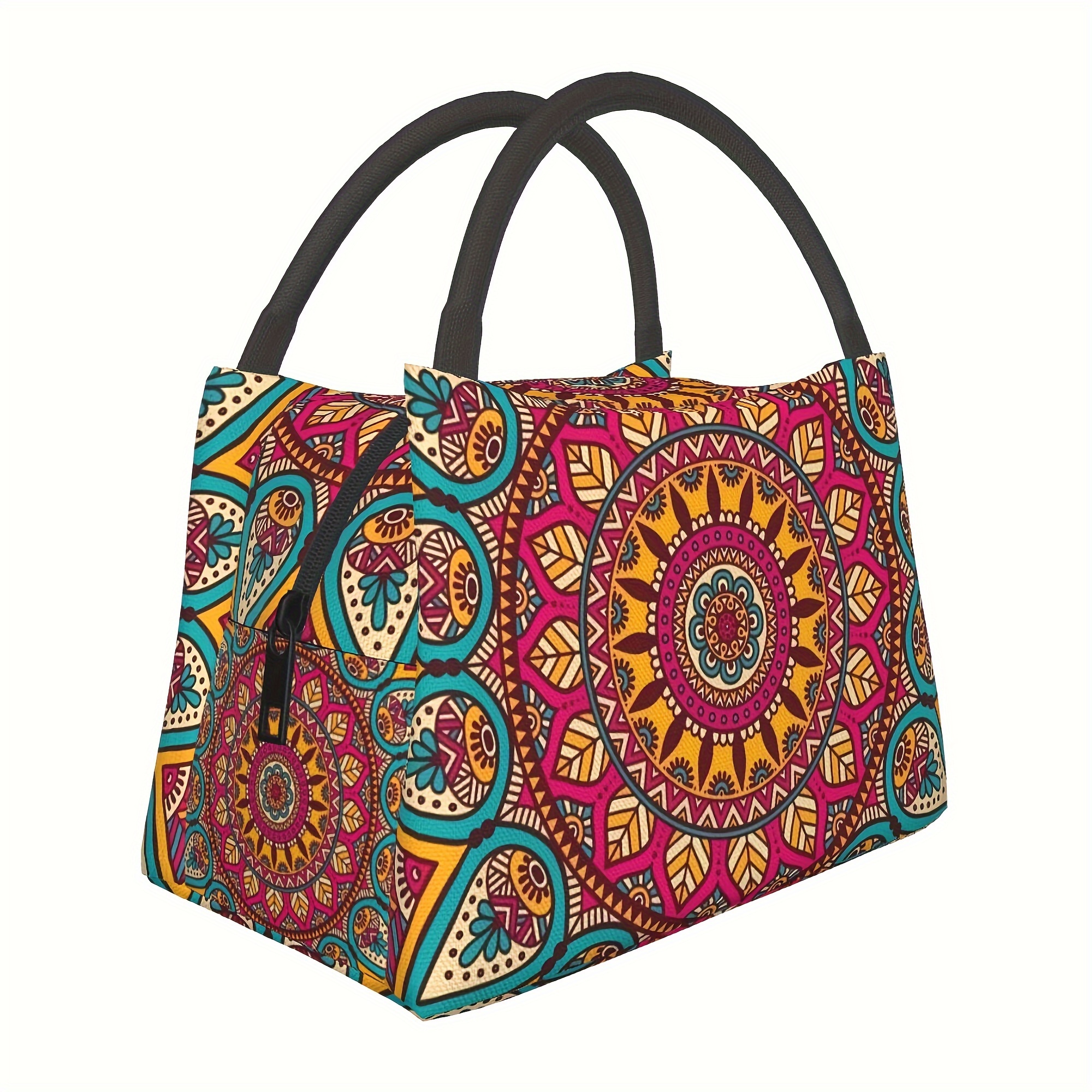 

Mandala Insulated Lunch Bag, Reusable Cooler Tote For Picnic Camping Beach, Polyester Basket For Teens And Workers, School And Office Supplies, 11x6.5x7 In