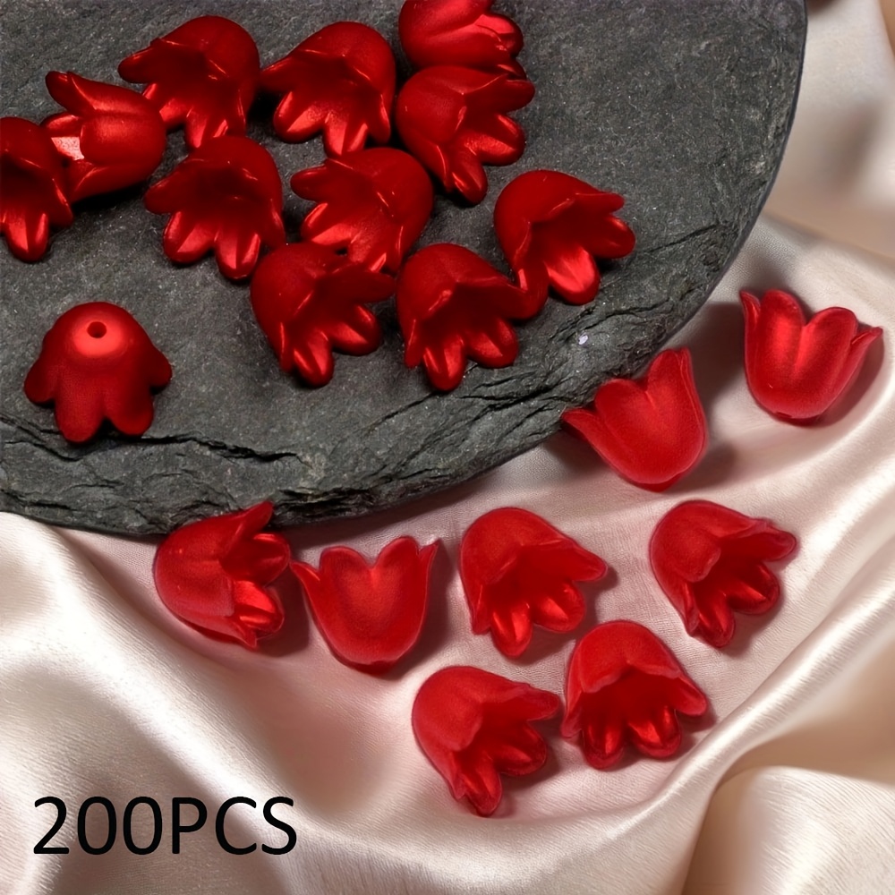 Big Red Wind Chime Flower Bead Set, 200pcs