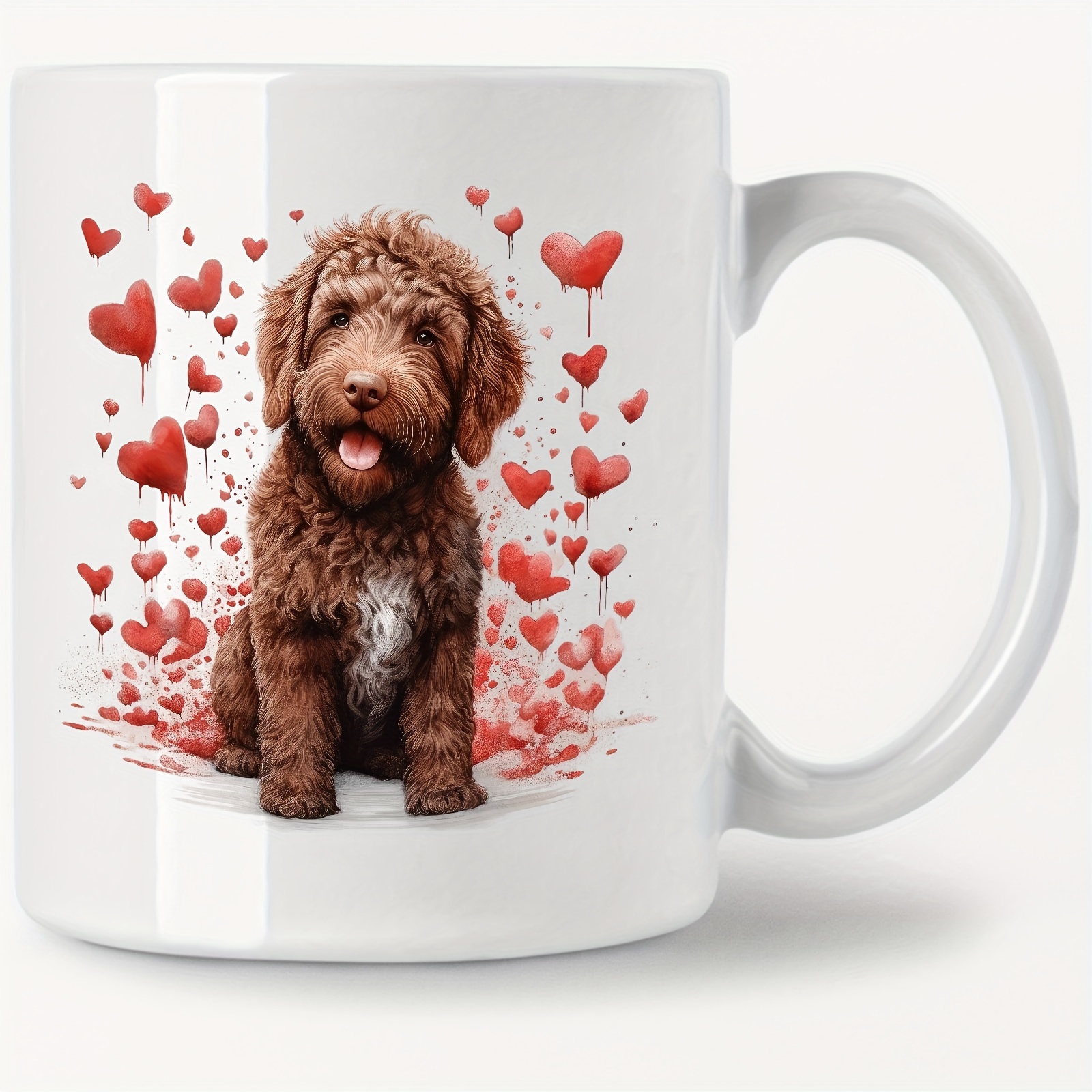 

11oz Ceramic Coffee Mug With Spanish Water Dog Design - Dishwasher And Microwave Safe - Ideal Gift For Pet Lovers, Friends, And Family (1pc)