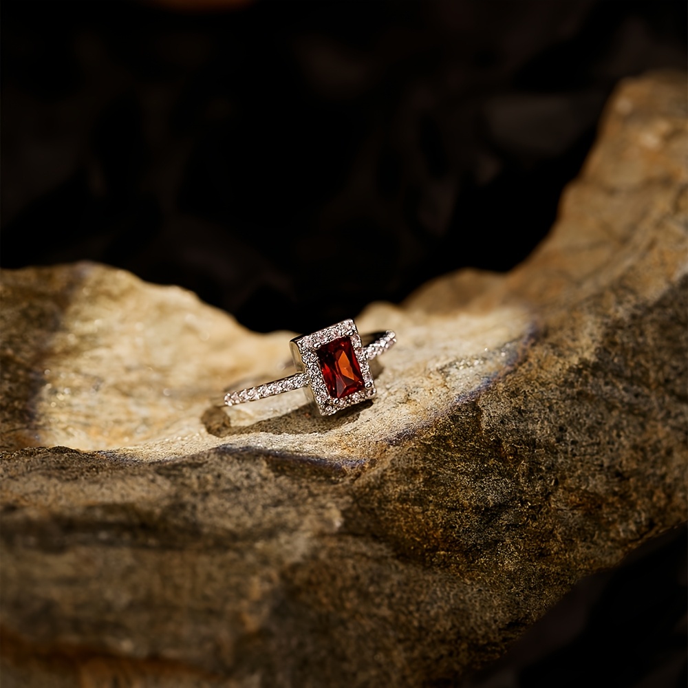 Nooxian Adjustable Copper Ring with Gemstone & CZ Accent