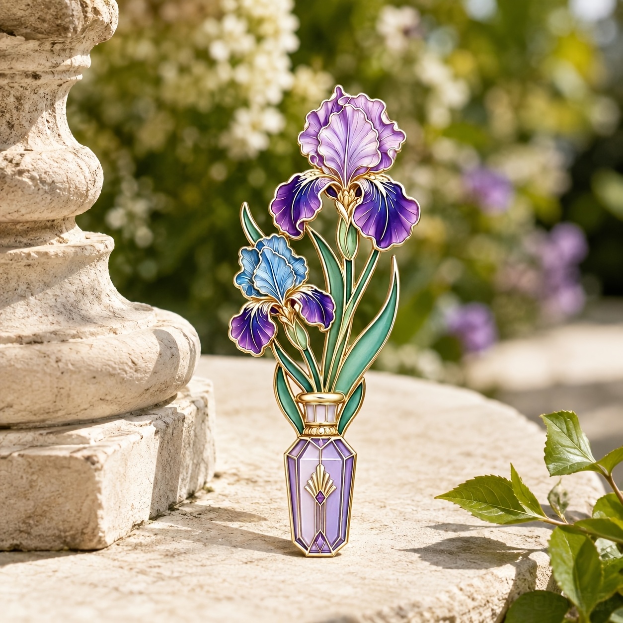 French Light Luxury Iris Enamel Badge, Elegant Flower Pin
