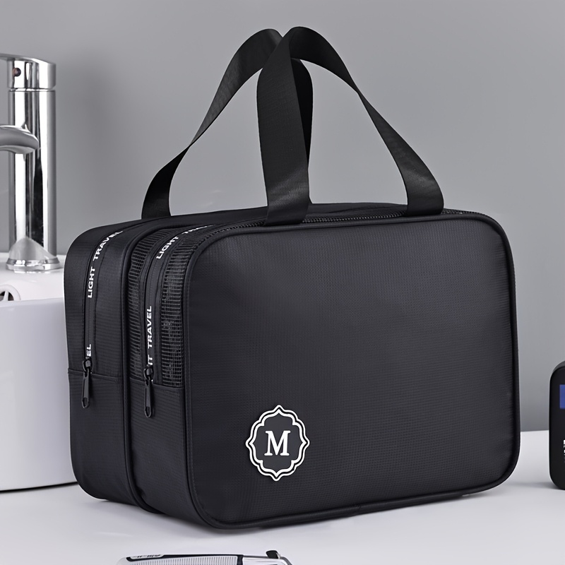 E-shop Schwarze Oxford-Stoff Reiseorganizer-Tasche mit Nass/Trocken- - Große Kapazität, Doppellagige Kulturtasche mit Reißverschluss, Handliche