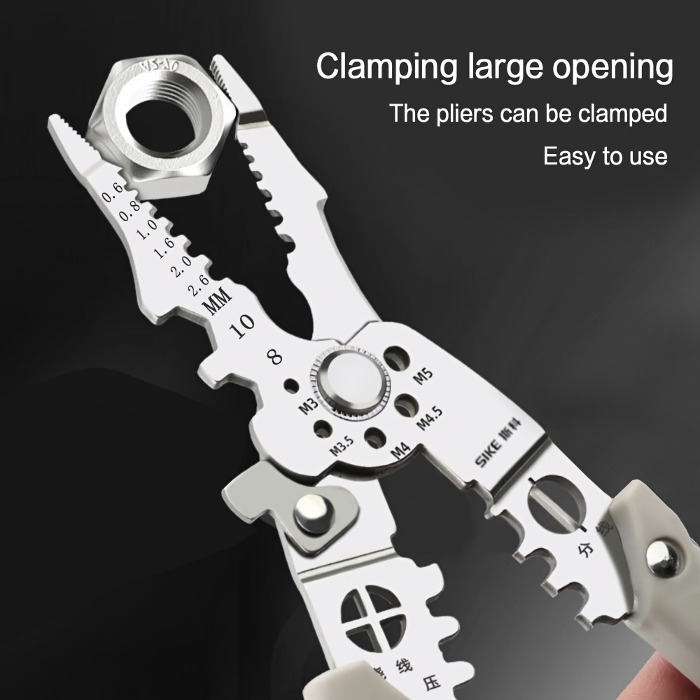1pc wire stripper multifunctional wire winding and separation pliers squeegee leather crimping industrial wire cutting wire tube stripper for industrial construction household electrician details 7