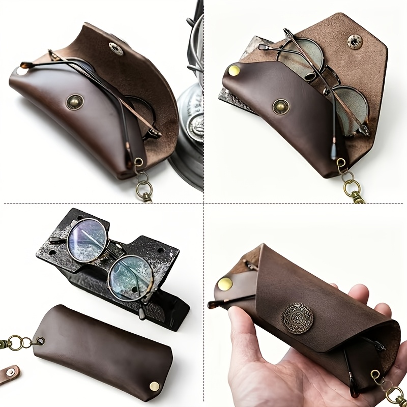 Hand-Stitched Vintage Leather Eyeglass Case