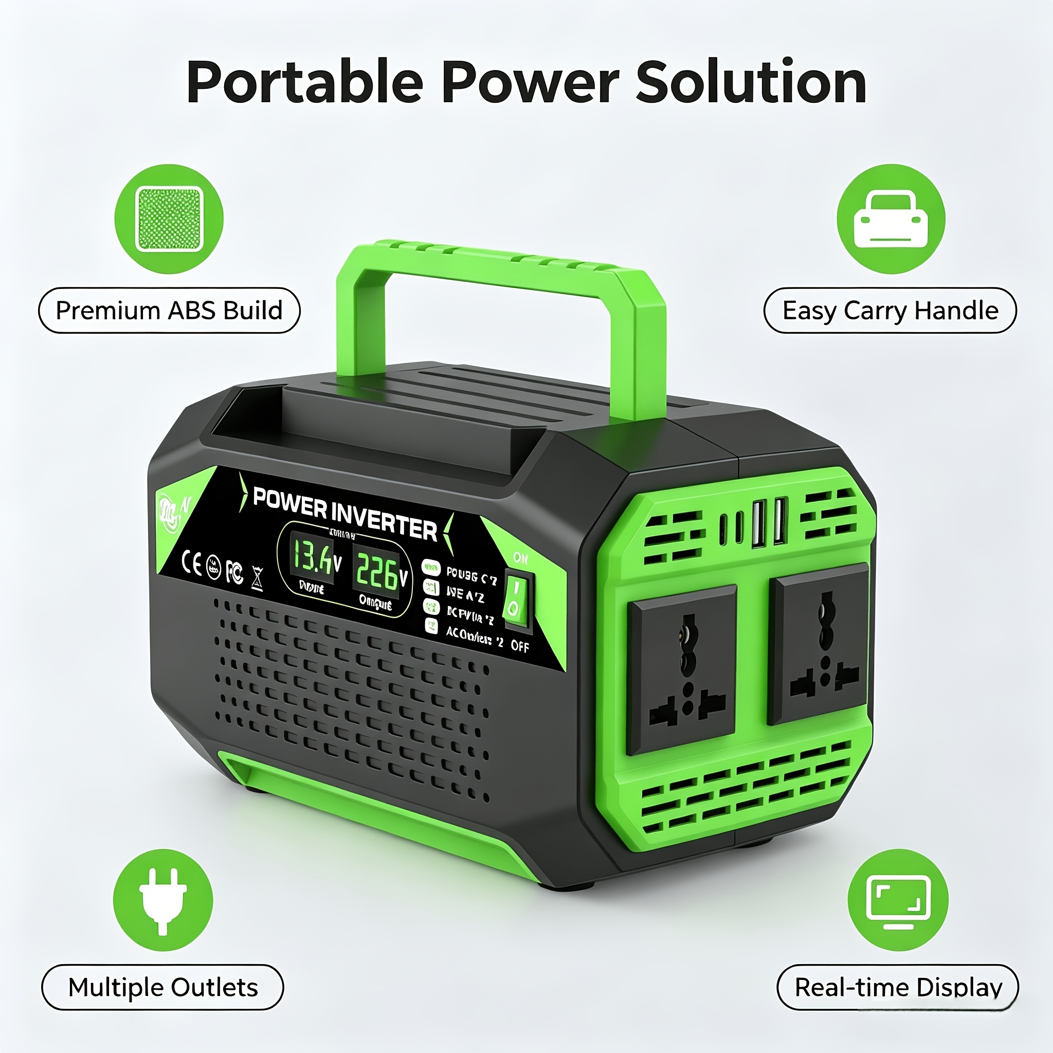 1000W/500W Inverter with Car Plug and Connecting Wire Accessories