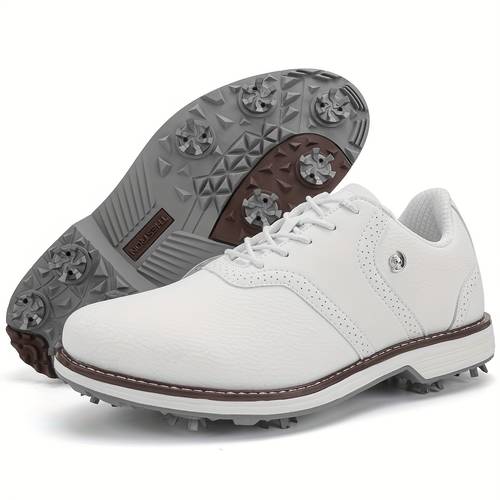 mens professional golf shoes non lightweight breathable outdoor sports training sneakers with rubber sole lace for golf running hiking brown white golf shoes sports footwear sleek sports design durable sports shoes