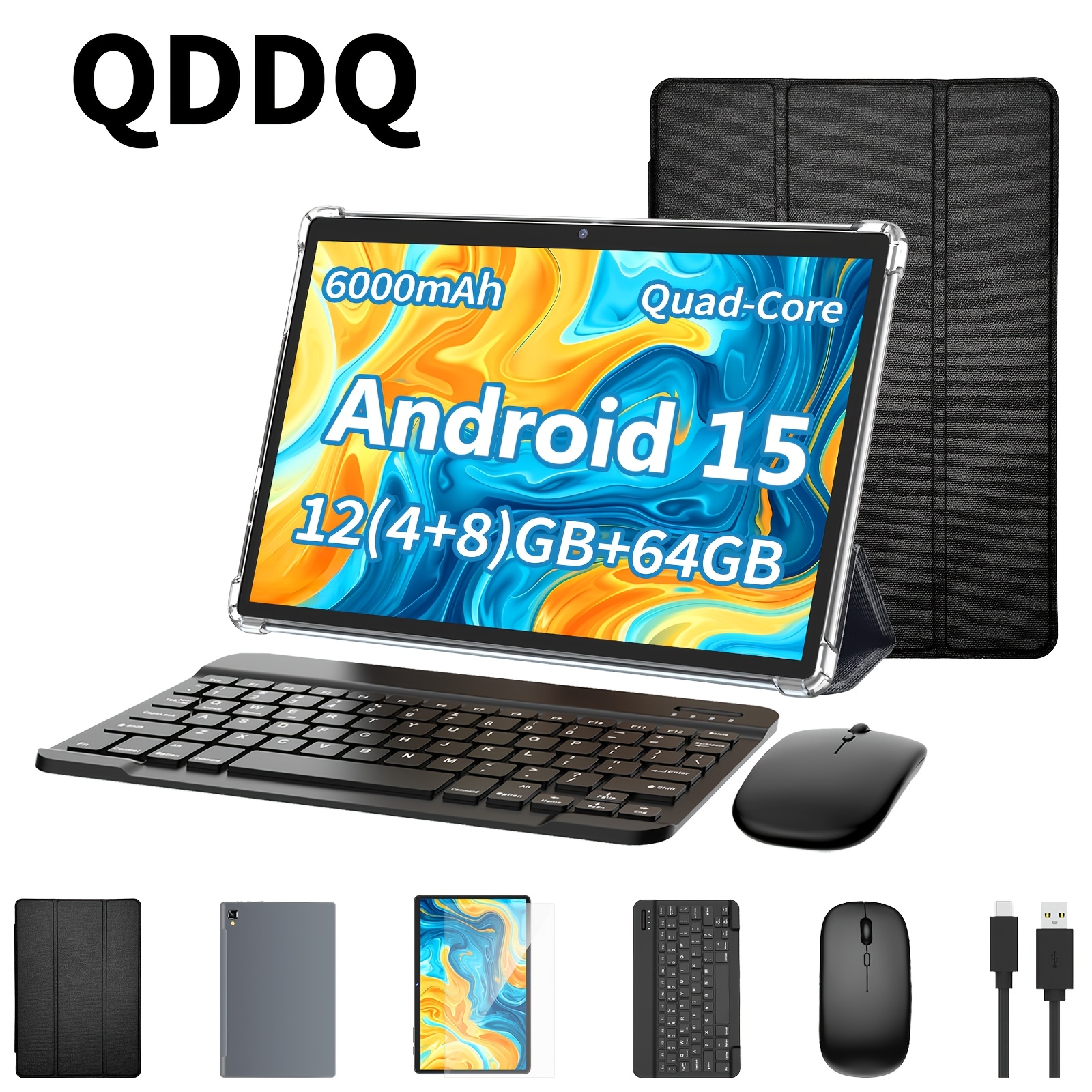 QDDQ 15 tablica, 12 (4GB+8GB) RAM, 64GB ROM, 10,1-palčni LED zaslon, 6000mAh, WiFi, tablični računalnik, dve izbirni različici: [Tablica s