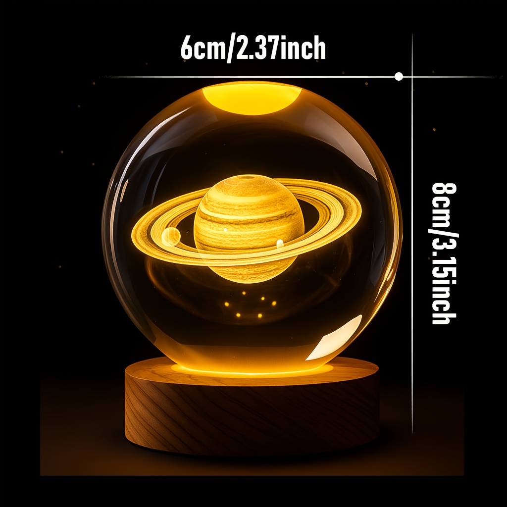 A Delightful Galaxy Crystal Ball Night Lamp Featuring a Warm LED Base, Powered by USB. This High-Quality Space-Themed Decor Is Perfect for Astronomy Lovers And Makes an Excellent Gift for Valentine'S Day, Christmas