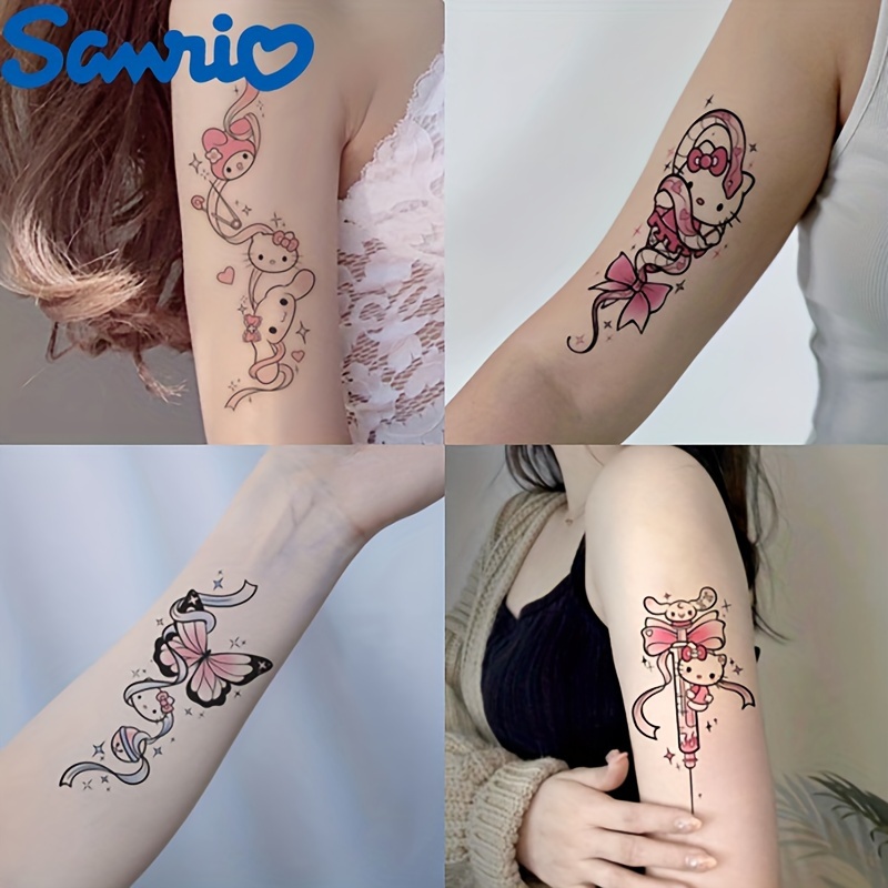 

5-piece Hello Kitty Temporary Tattoos - Colorful, Removable Stickers For Cosplay & Daily Wear