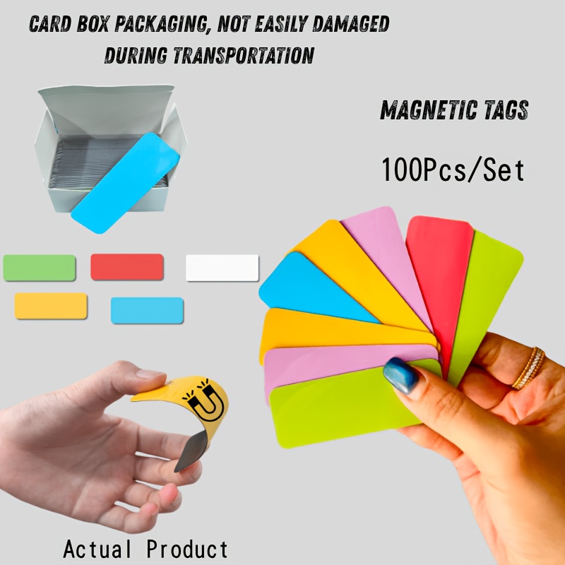 TEMU 5 Farben 100 Stück/Set, Magnetetiketten, Magnetmarker, Magnetbeschriftung, Kühlschrankeetiketten, Whiteboard-Etiketten, Lager-Sortieretiketten,