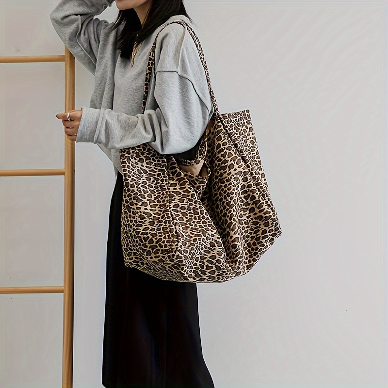 

Chic Leopard Print Canvas Tote Bag - Spacious & Versatile Shoulder Bag For Women, Perfect For Work & School