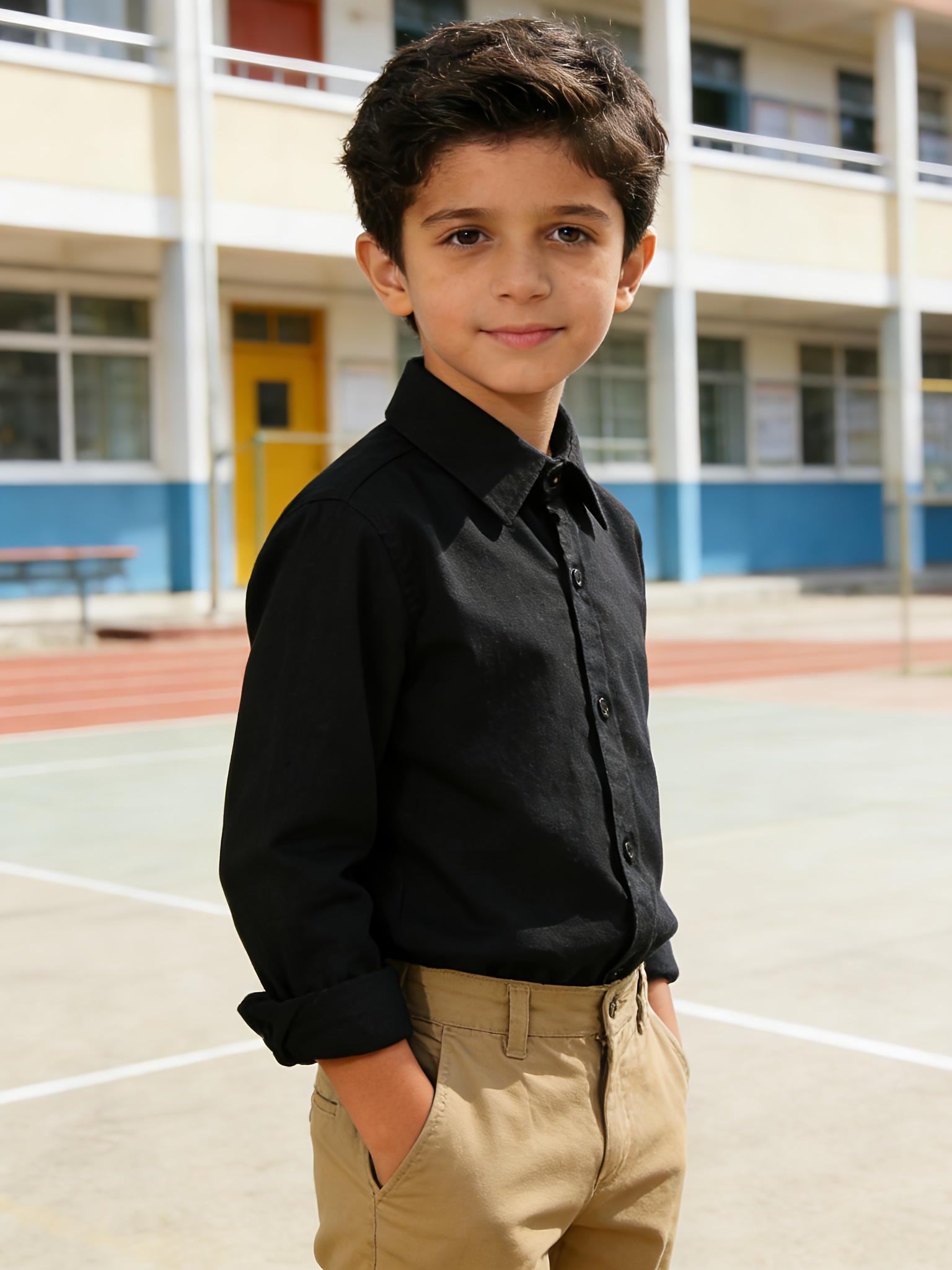Conjunto de 3 camisas de manga larga blancas y azules para niño | Estilo preppy, tela sin elasticidad, corte regular para la escuela y presentaciones